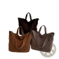 Brown Suede Tote Bag Large Corduroy Shoulder Bag