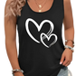 Brushstroke Heart Print Sleeveless Crew Neck Tank Top