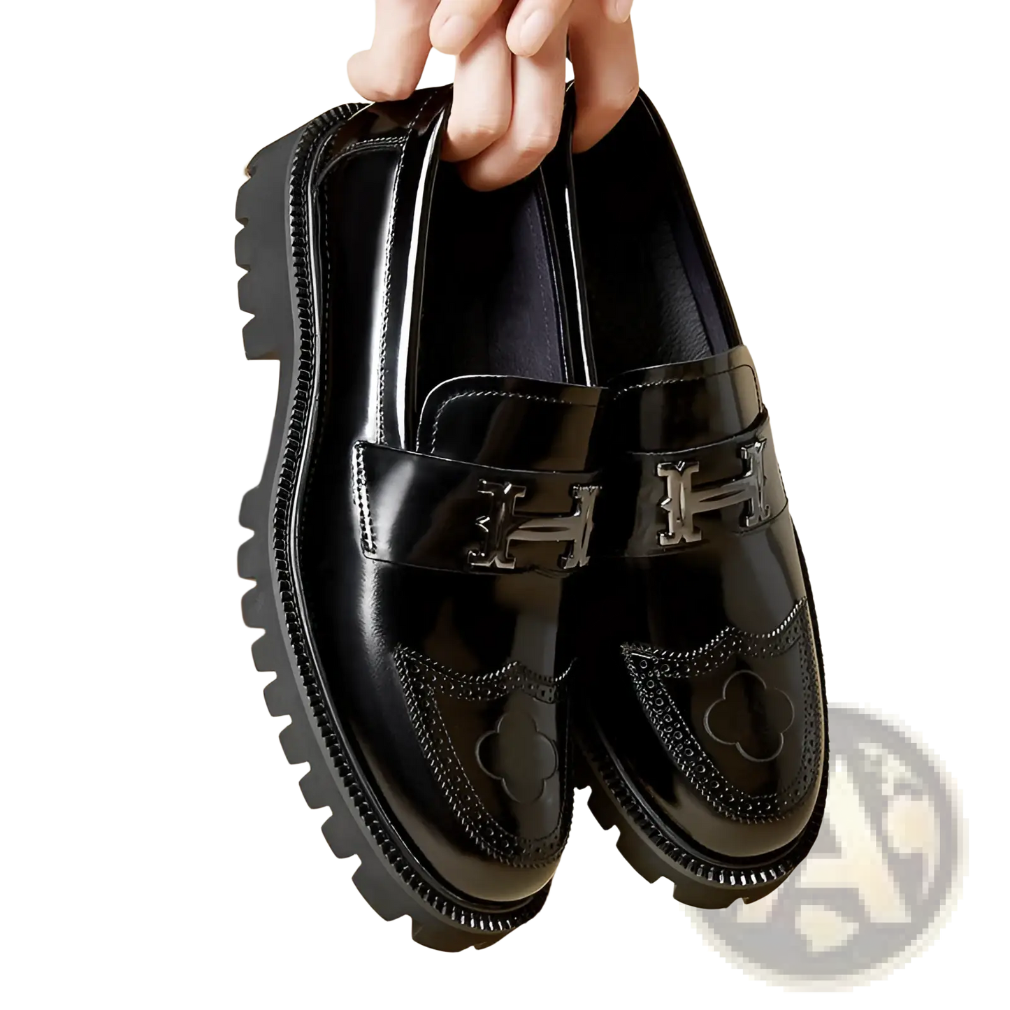 Burgundy Leather Loafers with Buckle and Rubber Sole