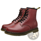 Burgundy Leather Martin Boots with Yellow Stitching