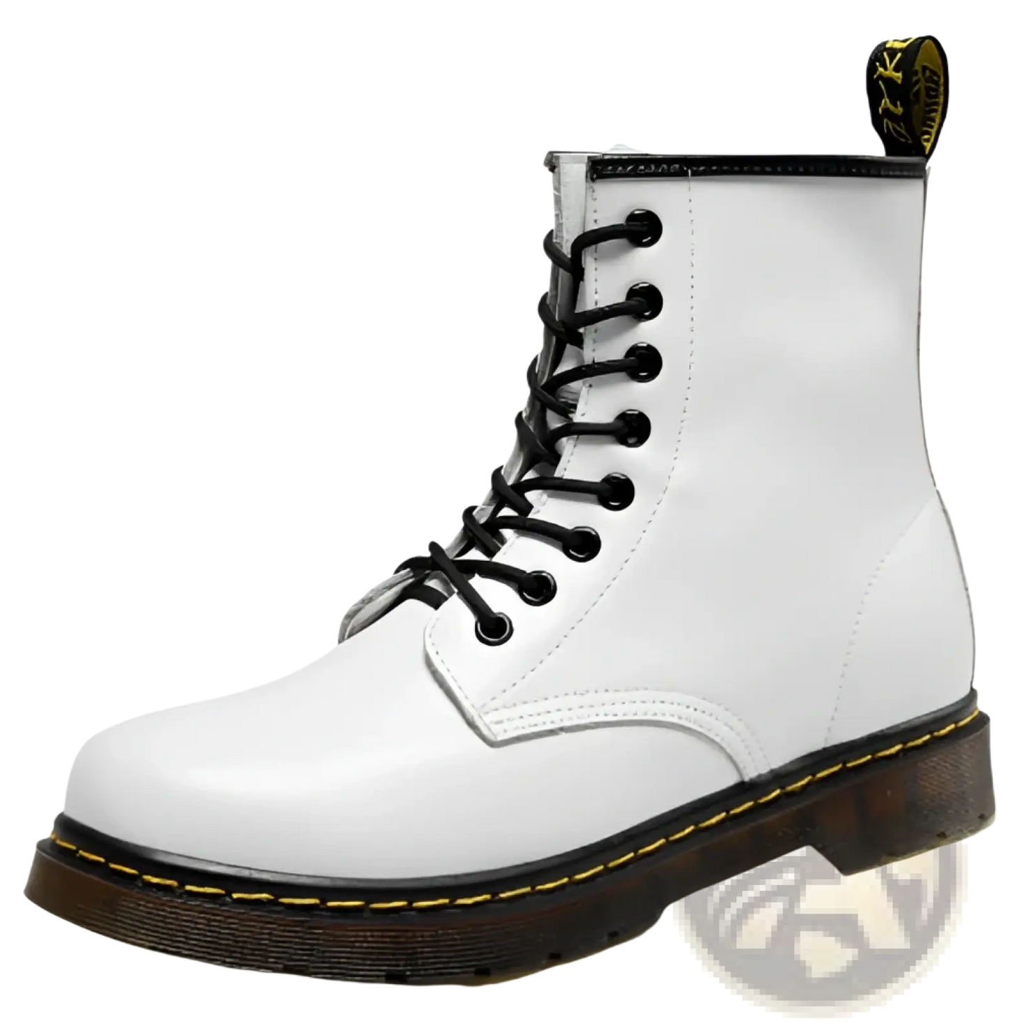Burgundy Leather Martin Boots with Yellow Stitching