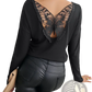 Butterfly Lace Back Ribbed Long Sleeve Top