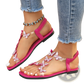 Butterfly Rhinestone Sandals Square Toe Flat Shoes
