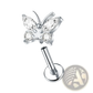 Butterfly Zircon Crystal Titanium Flat Back Stud Earrings