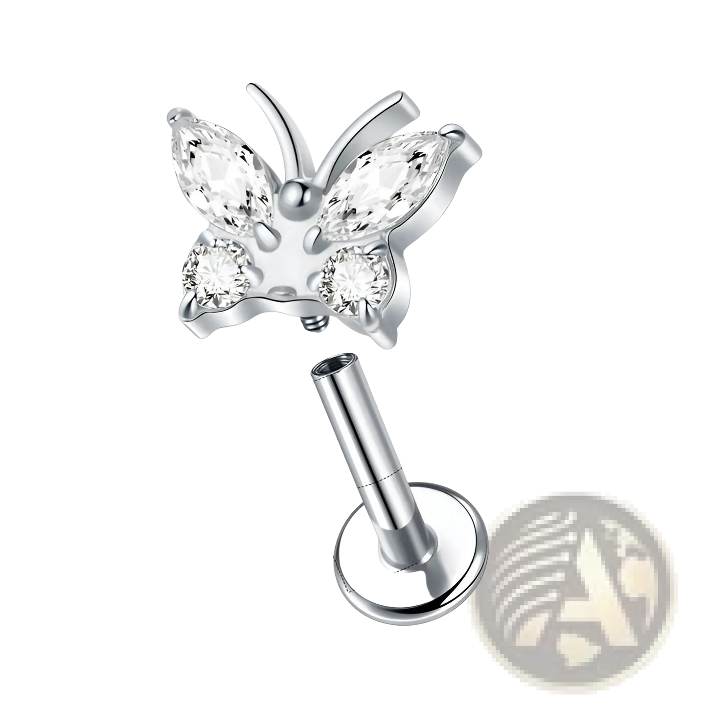 Butterfly Zircon Crystal Titanium Flat Back Stud Earrings