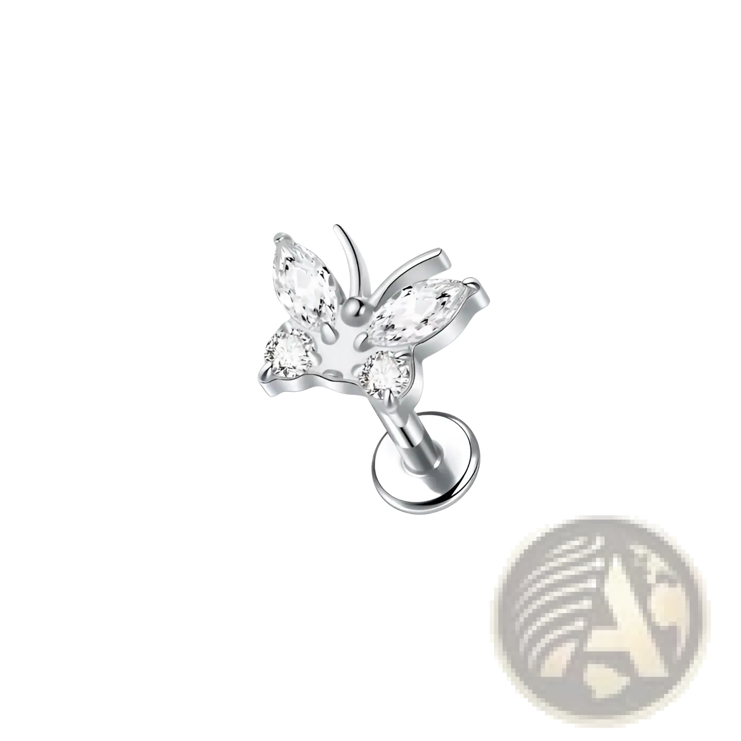 Butterfly Zircon Crystal Titanium Flat Back Stud Earrings