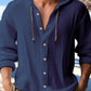 Men's Light Blue Textured Hooded Button Down Shirt