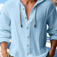 Men's Light Blue Textured Hooded Button Down Shirt