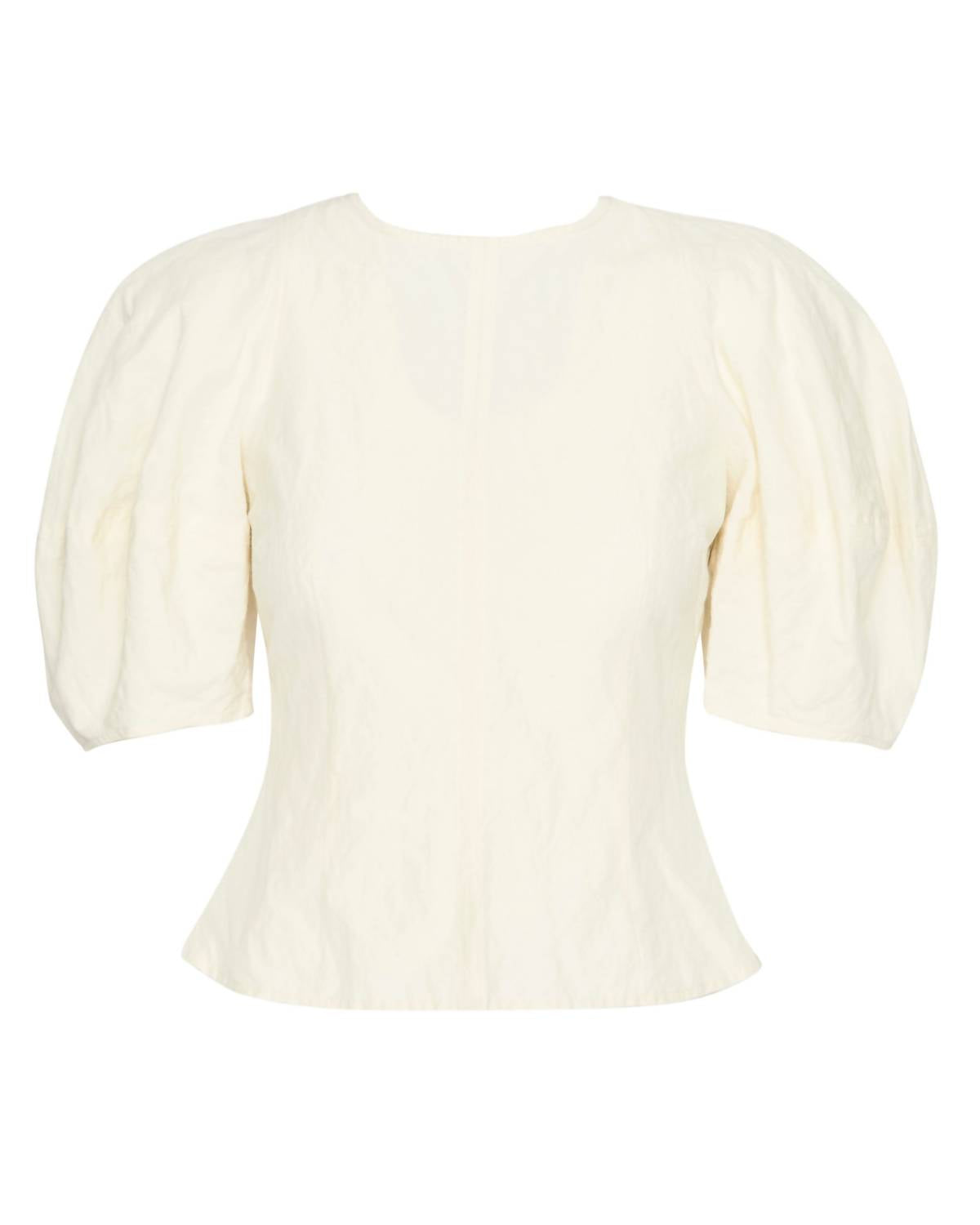 Apiece Apart - Lino Crewneck Puff Sleeve Top