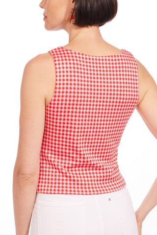 Eva Franco - Gingham Plaid Bow Top