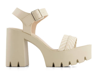 Andrea - Women's Ankle Strap Serrated Sole Heeled Sandals