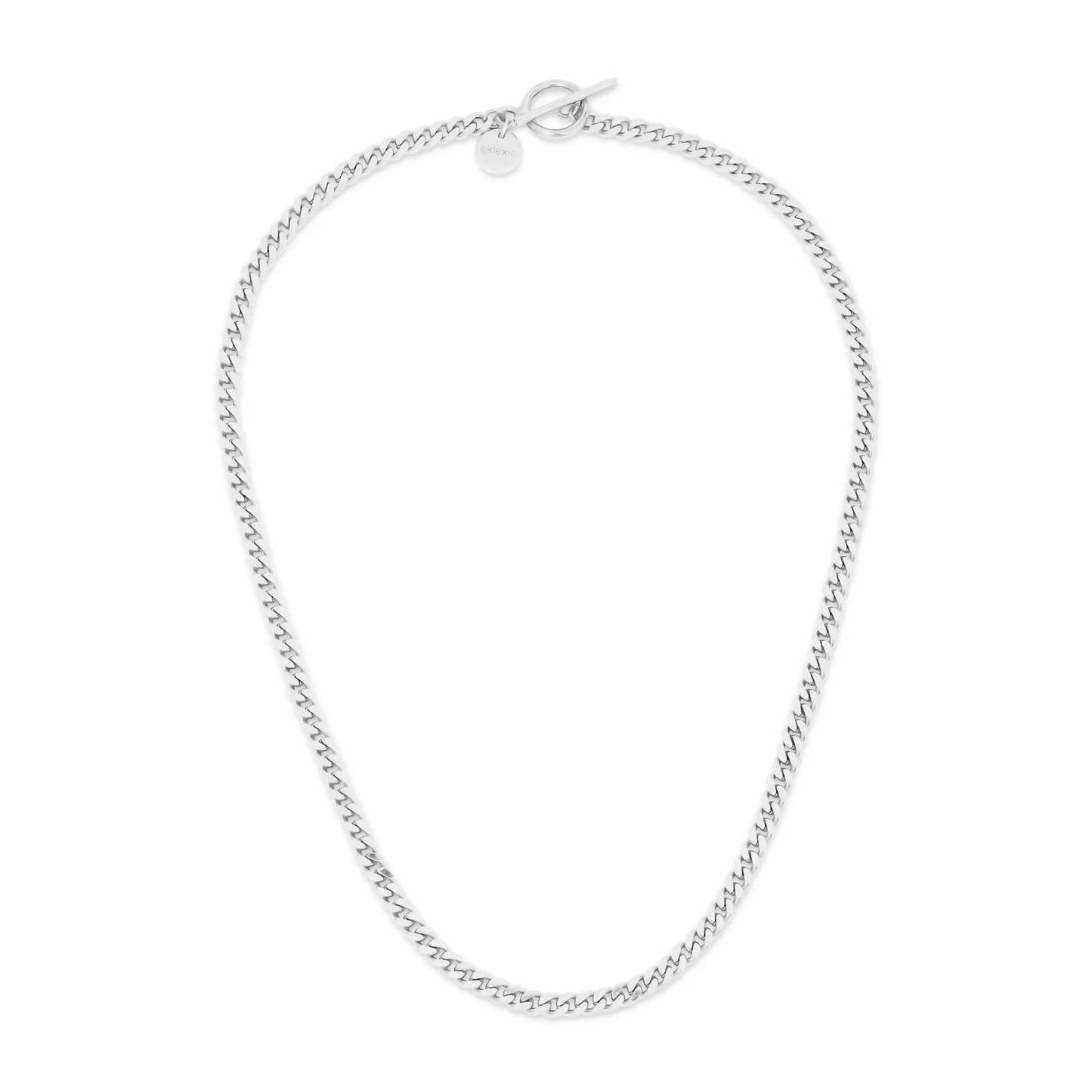 Eklexic - Women's Micro Link Curb Chain Convertible Lariat Necklace