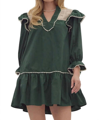 Entro - V-neck Drop Waist Mini Dress