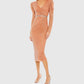 Mac Duggal - Beaded Wrap Over Puff Sleeve Dress