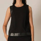 Before You Collection - Contrast Faux Leather Sleeveless Top