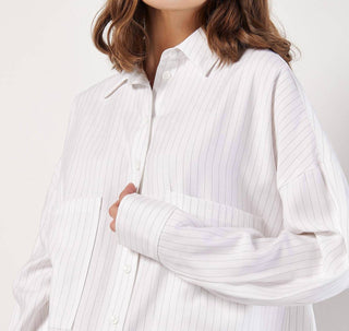 Apricot - Pinstripe Oversized Shirt Dress