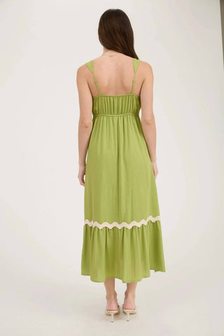 Blu Pepper - Trim And Ruffled Bottom Midi Dress