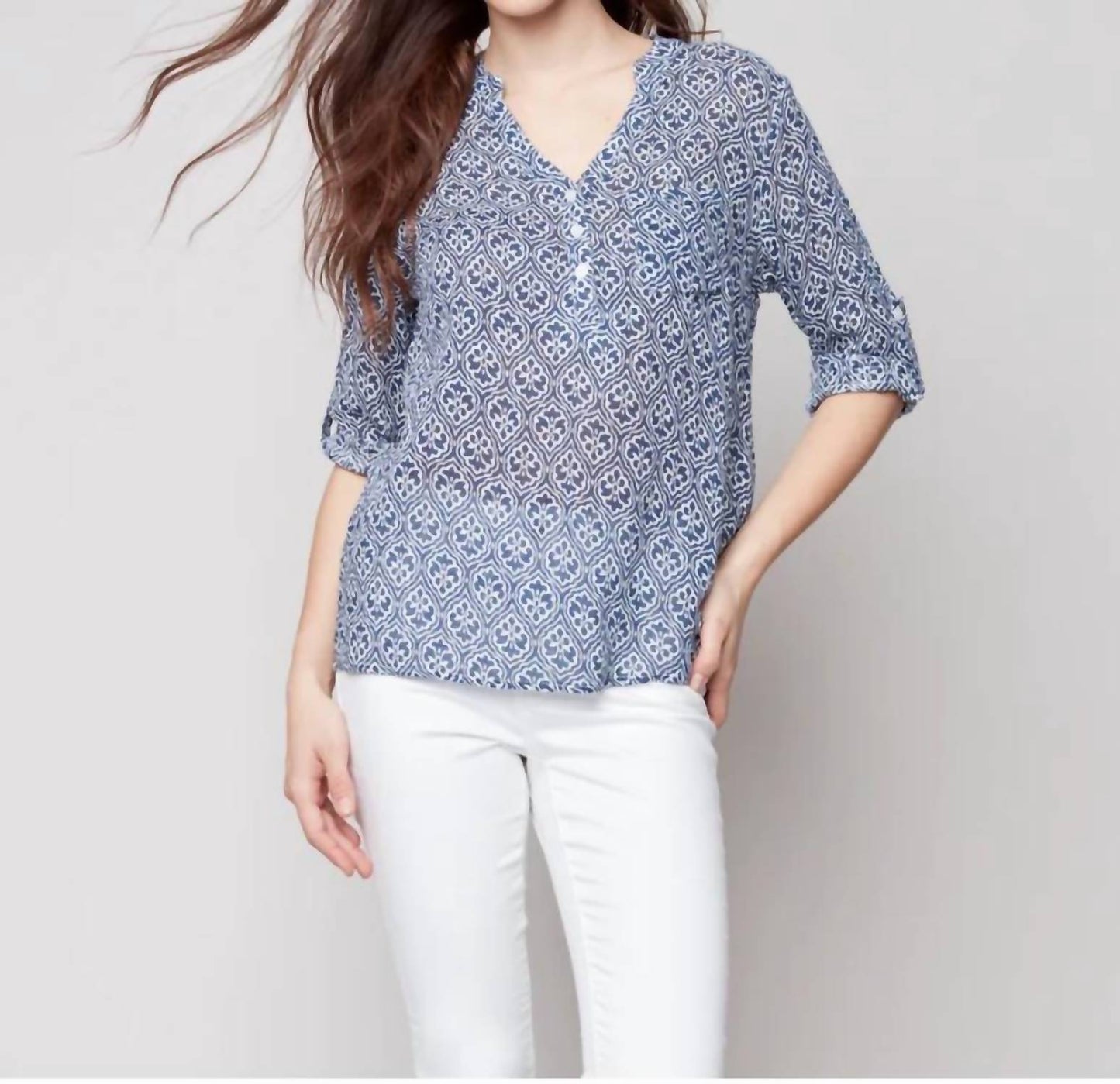 Charlie B - Roll Up Sleeve Blouse