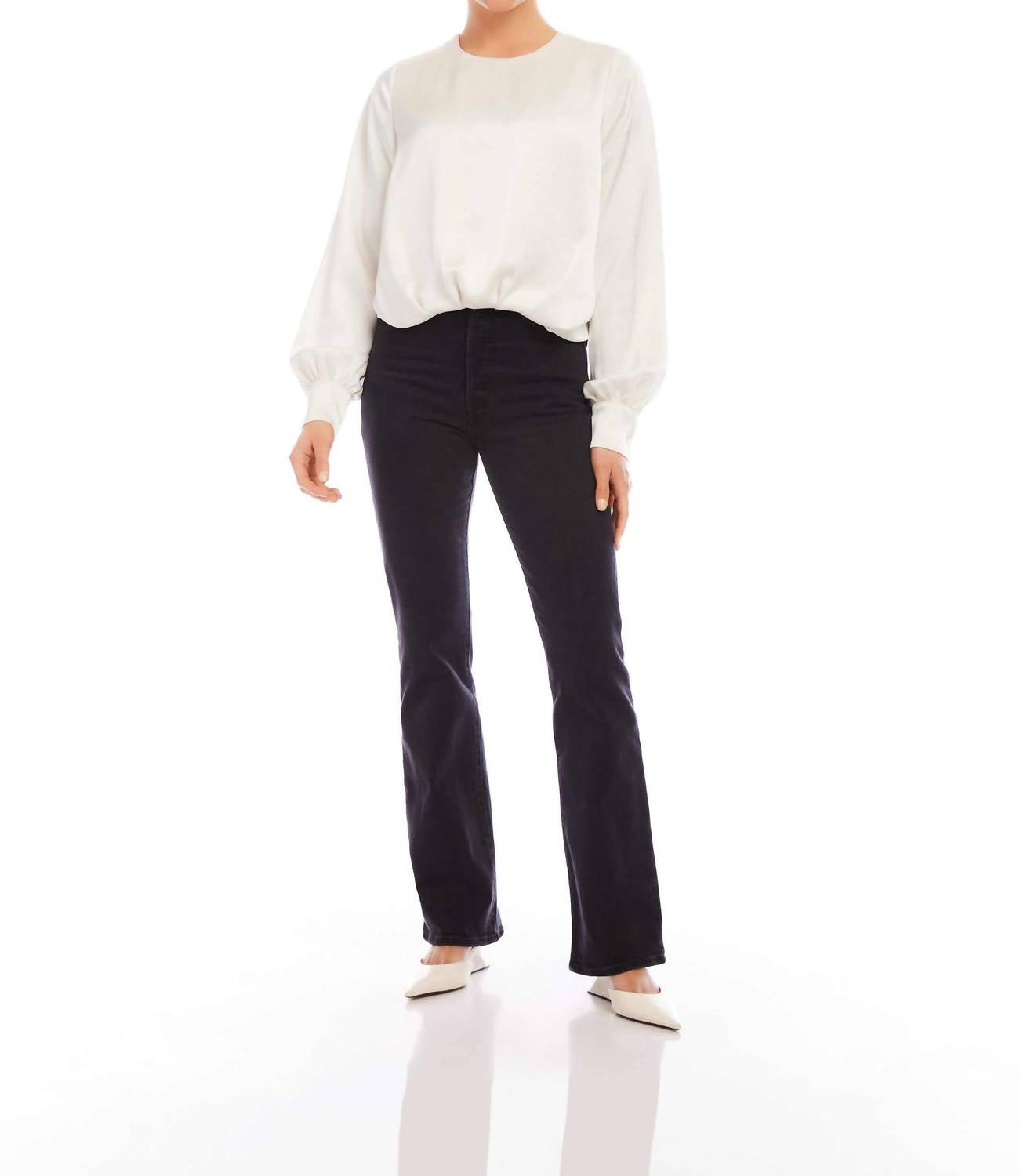 Fifteen Twenty - Blouson Satin Long Sleeves Top