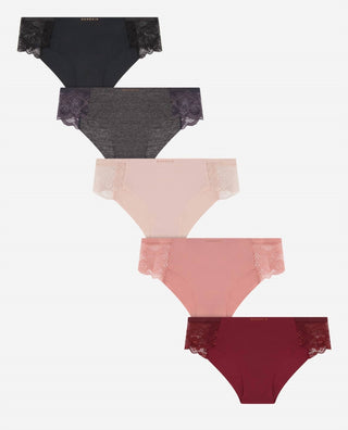 Danskin - Women's 5-pack Hipster Underwear With Lace Side Panels