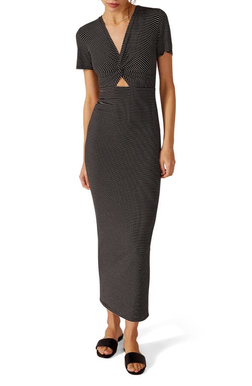 Favorite Daughter Day to Night Update Stripe Dress in Black White Stripe, Size Small