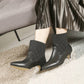 All Black - WOMEN ANKLE SOCK KITTEN HEEL