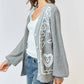 Lalavon - Heart Embroidery Button Down Cardigan