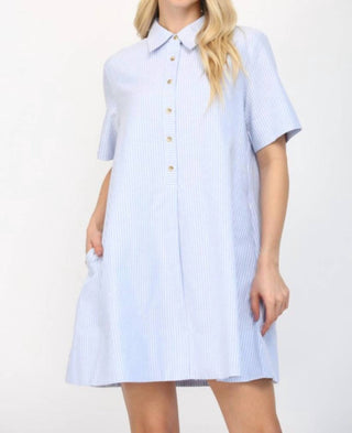 Fate - Hannah Pin Stripe Woven Mini Shirt Dress