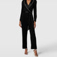 Adrianna Papell - Long Sleeve Embellished Collar Knit Crepe Jumpsuit
