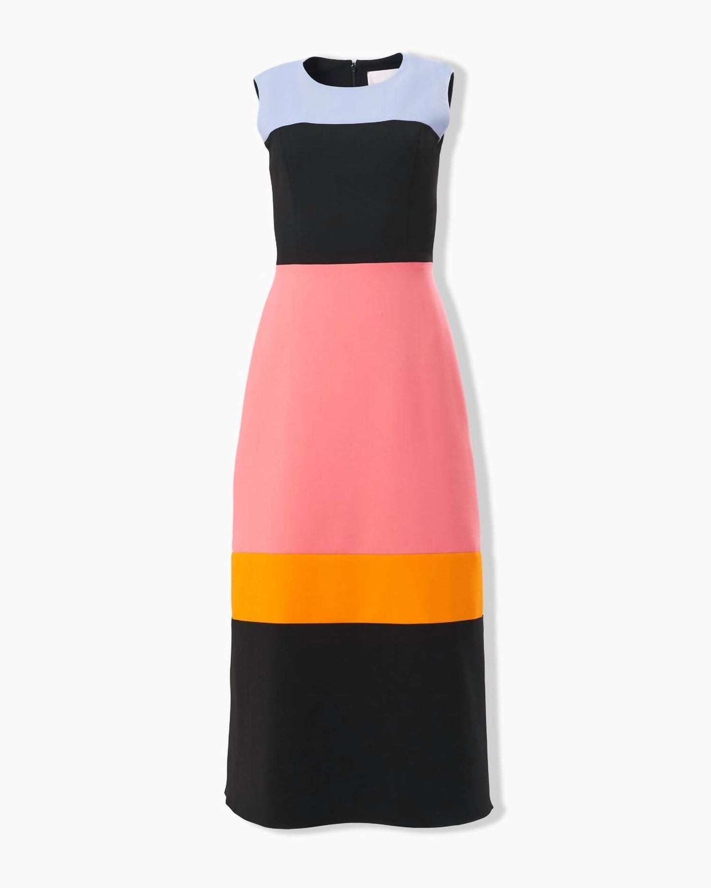 Carolina Herrera - Sleeveless Crewneck Colorblocked Midi Dress