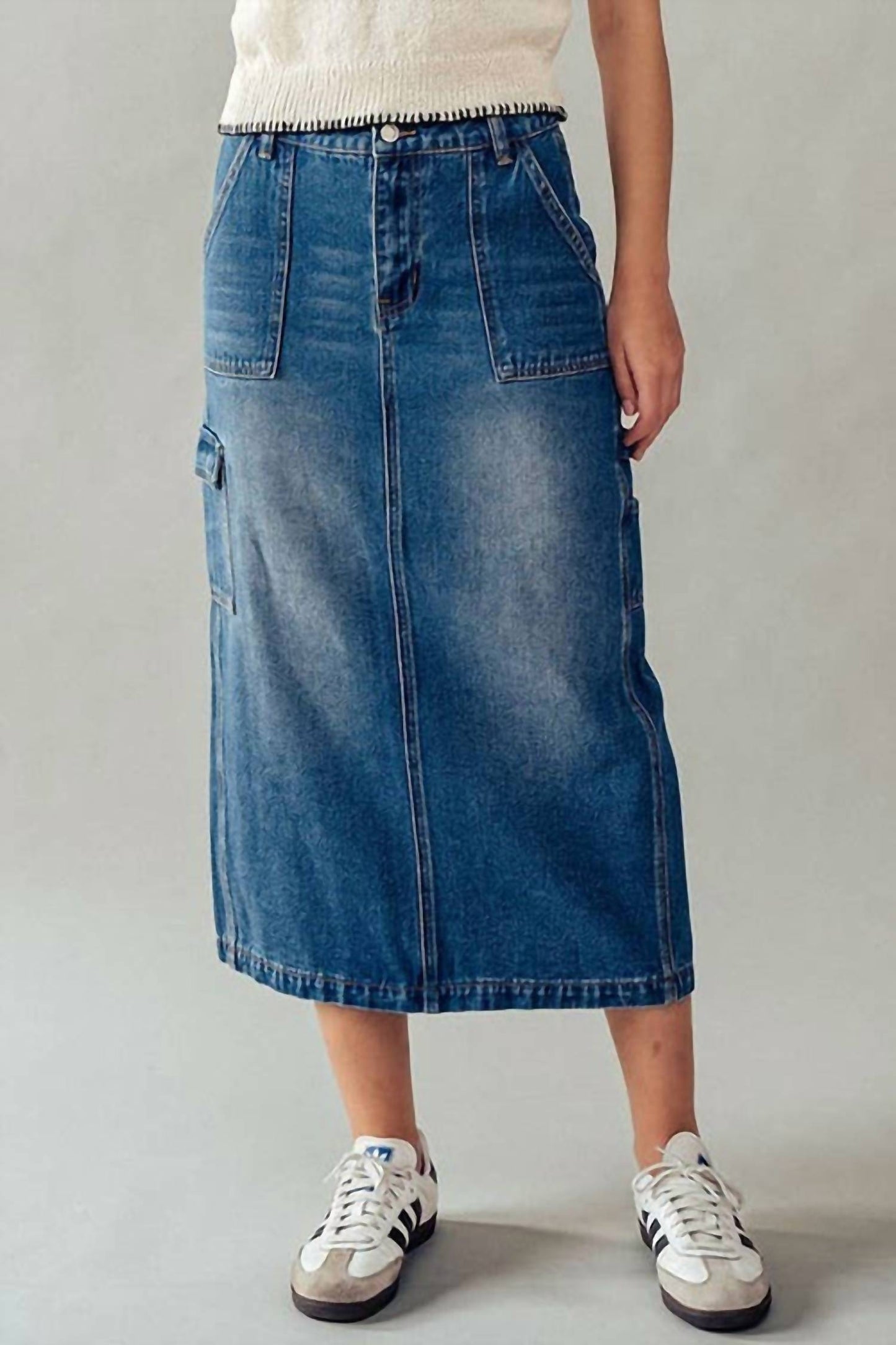 Angel Kiss - Cargo Jean Maxi Skirt