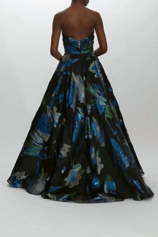 Amsale - Strapless Metallic Jacquard Ball Gown