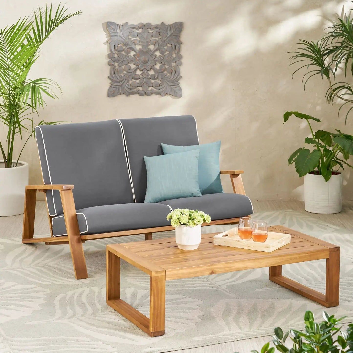 Paloma Contemporary Loveseat and Coffee Table Set