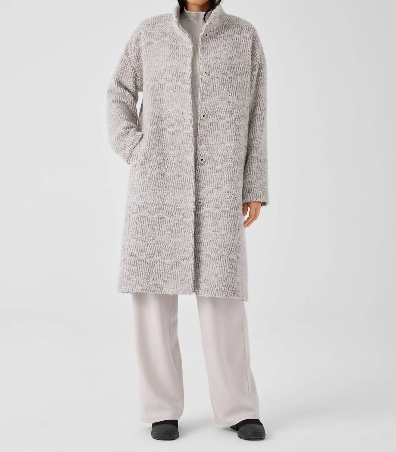 Eileen Fisher - Alpaca Jacquard Stand Collar Coat
