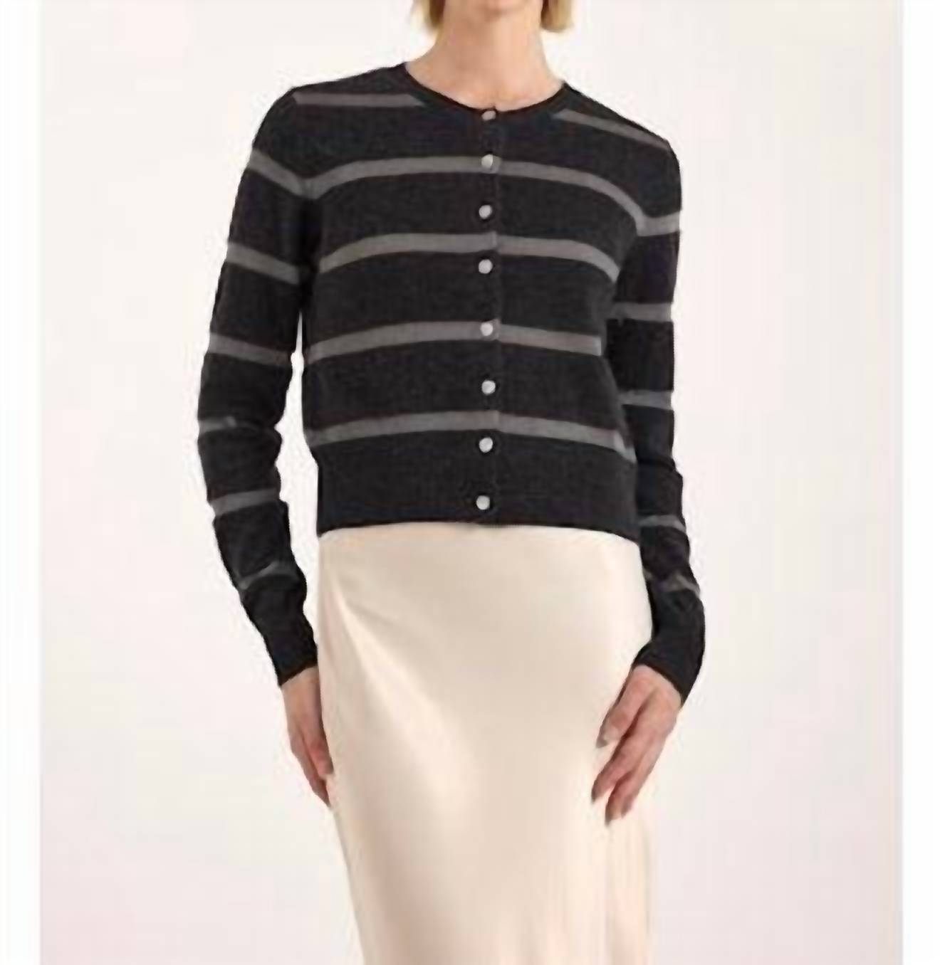 Brodie Cashmere - Simone Lurex Stripe Cashmere Cardigan