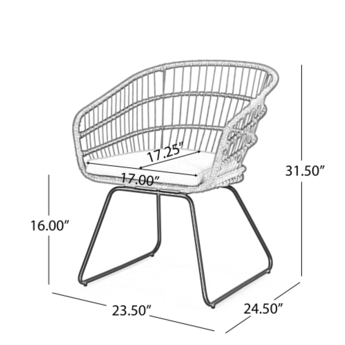 7-Piece Outdoor Wicker Dining Set for 6