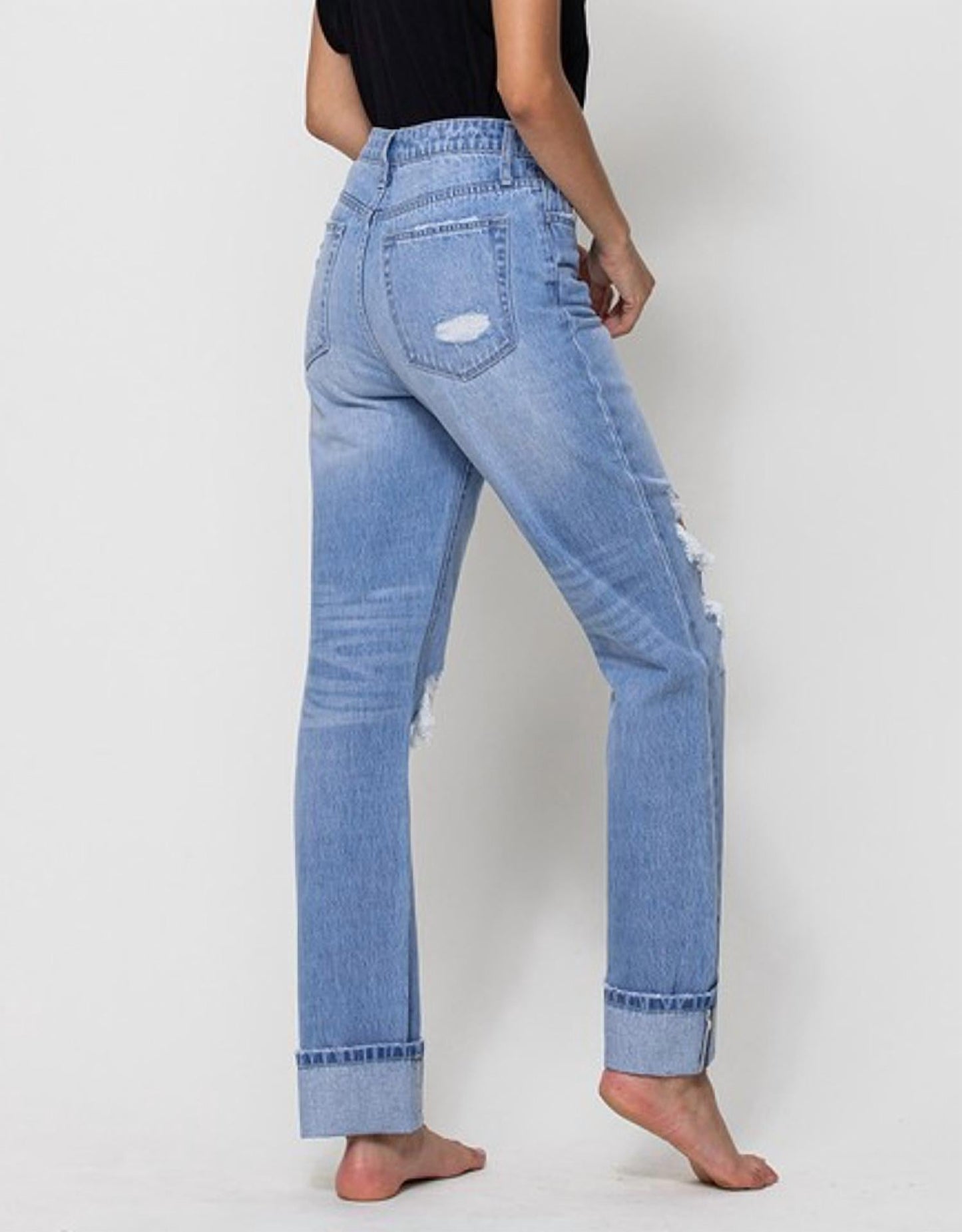 Vervet By Flying Monkey - Distressed 90s Straight Denim Jean