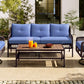 GO 4 Pieces Patio Furniture Set with Swivel Chairs Outdoor Wicker Sofas