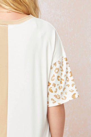 Entro - Color Block Leopard Top