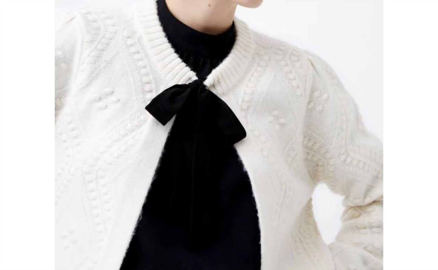 French Connection - Kitty Bobble Bow Cardigan