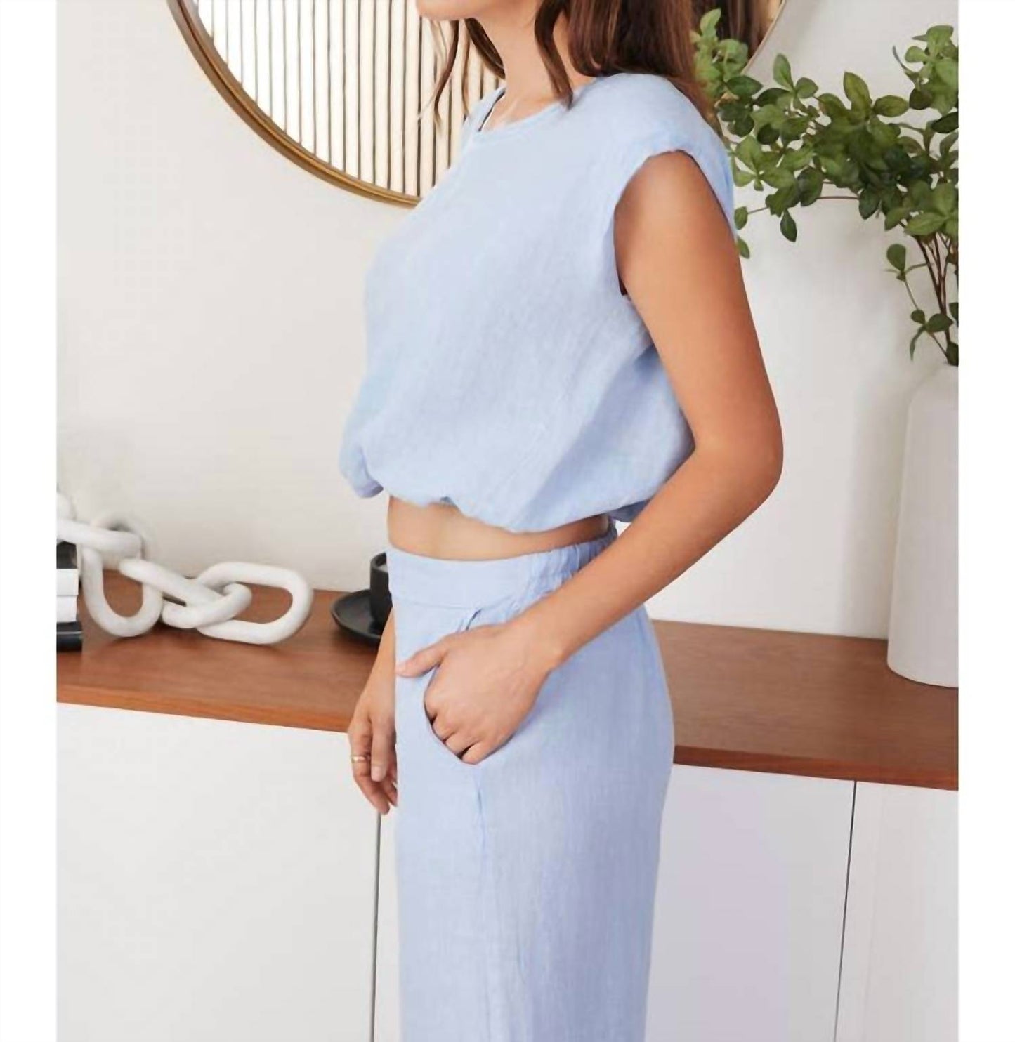 Milio Milano - Linen cropped blouson top