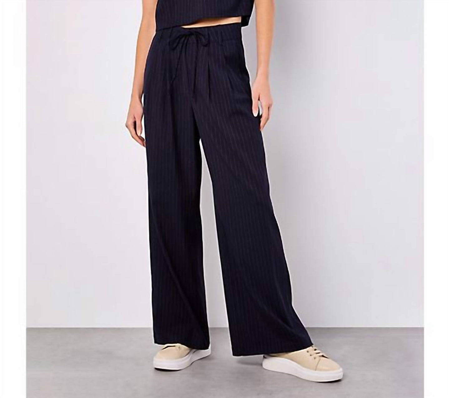 Apricot - Pinstripe 2 Pleat Trousers Pants