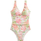 Ralph Lauren - SUMMER FLORAL PRINT RUFFLE SURPLICE ONE PIECE SWIMSUIT