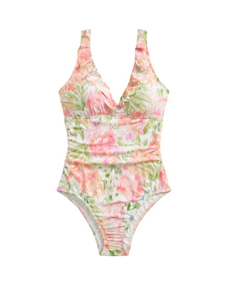 Ralph Lauren - SUMMER FLORAL PRINT RUFFLE SURPLICE ONE PIECE SWIMSUIT