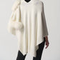 Joseph Ribkoff - Faux Fur Pom Pom Cape Shawl