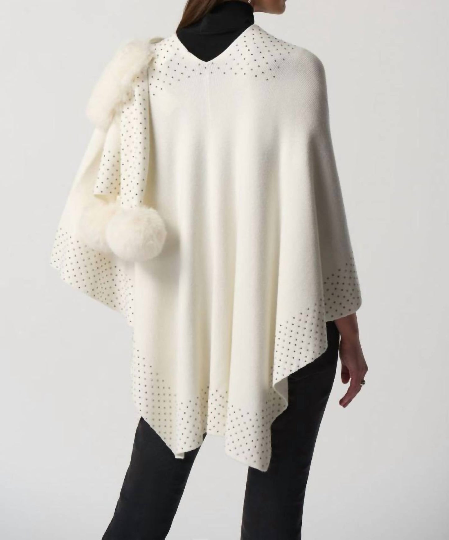 Joseph Ribkoff - Faux Fur Pom Pom Cape Shawl