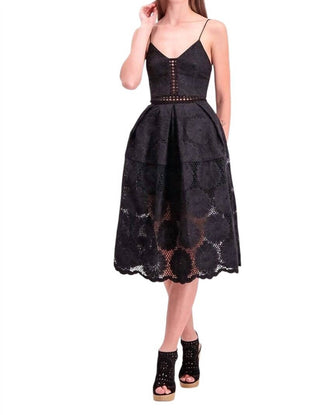 Nicholas - Strappy Embroidered Eyelet Sunflower Midi Dress