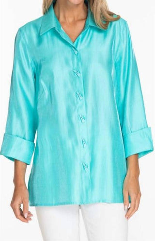 Multiples - Turn-up Cuff Button Front High-Low Shirt