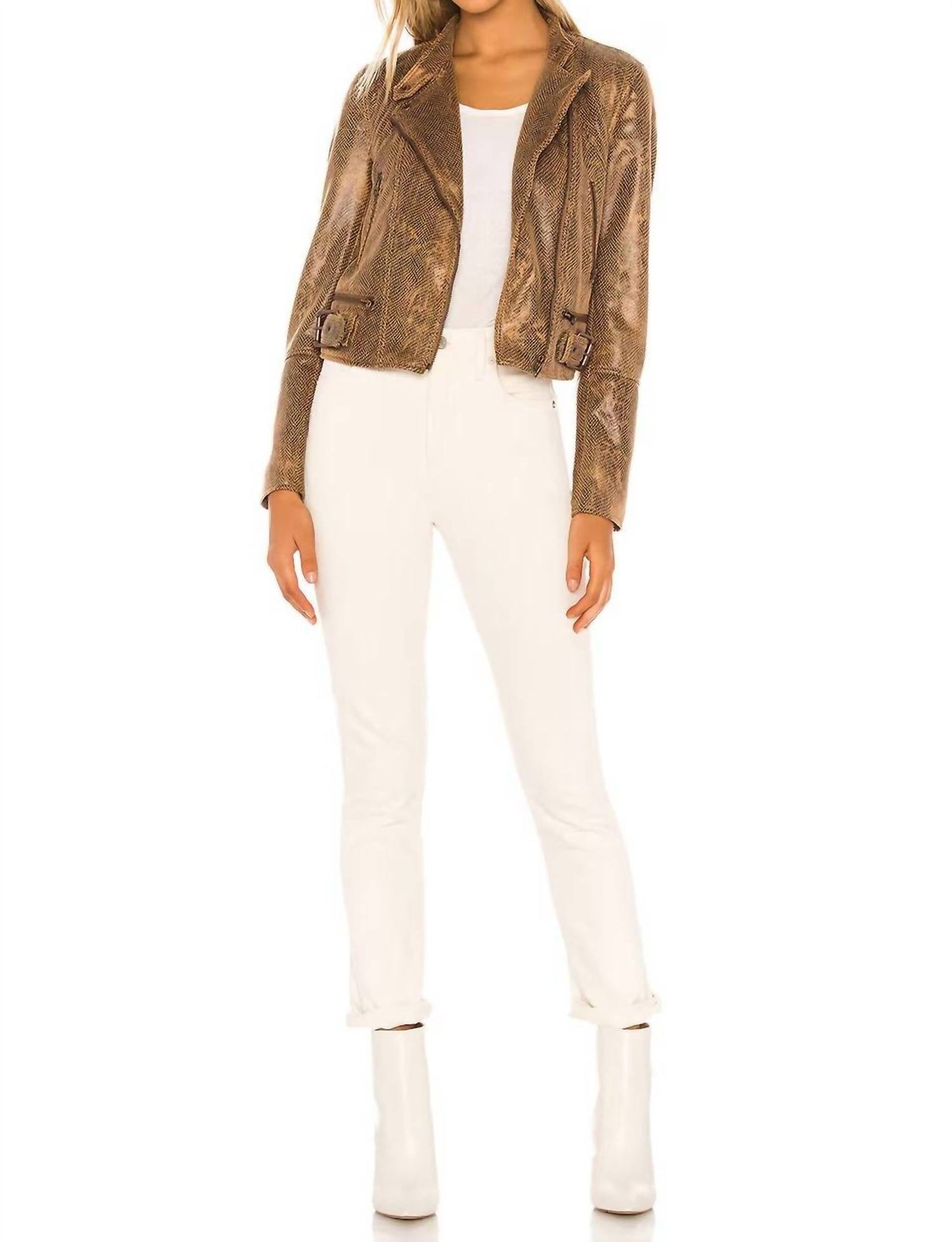 Free People - Snakeskin Fenix Vegan Leather Moto Jacket