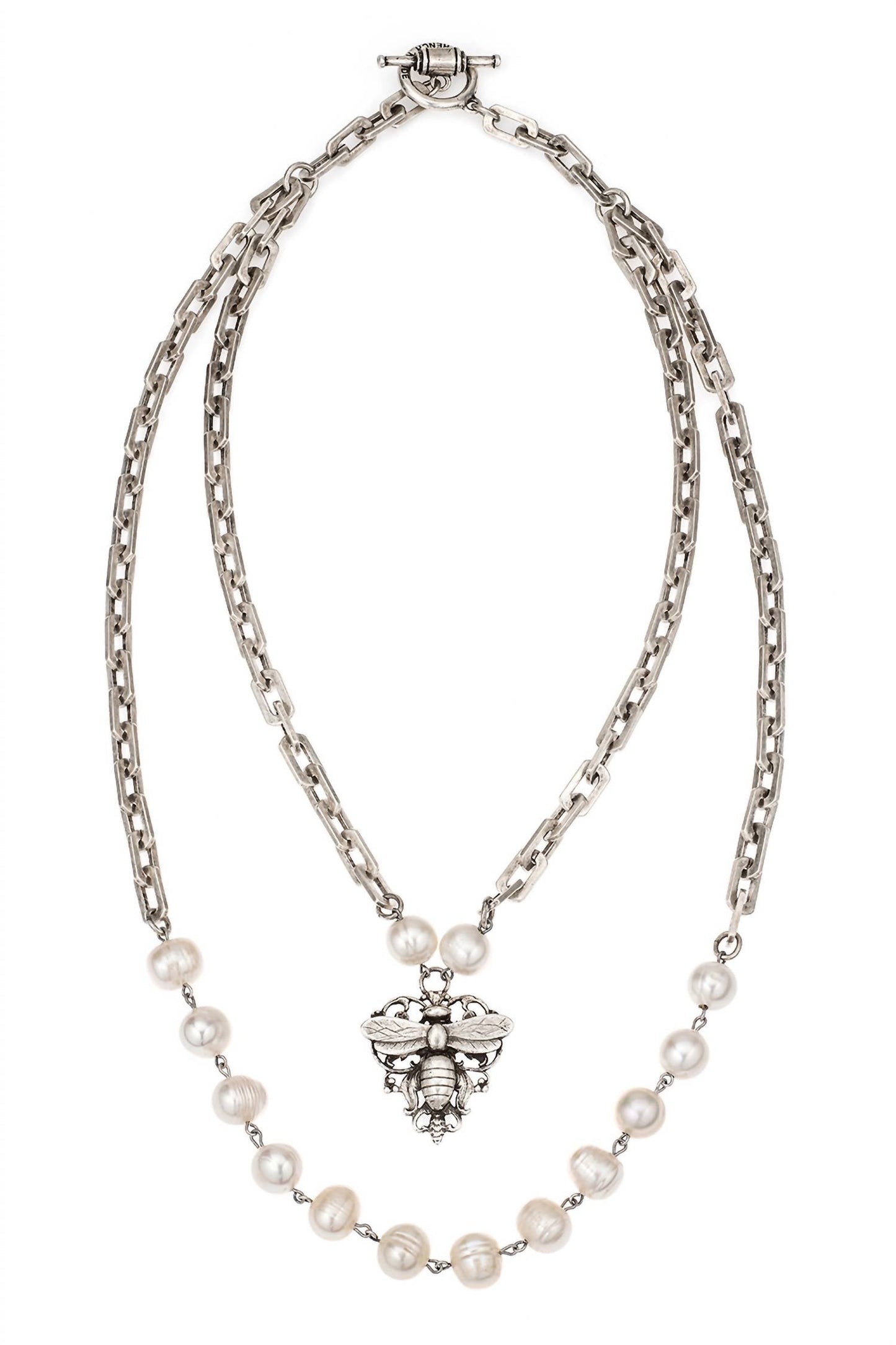 French Kande - Women's Pearls with Wire, Honfleur Chain and Filigree Miel Stack Pendant